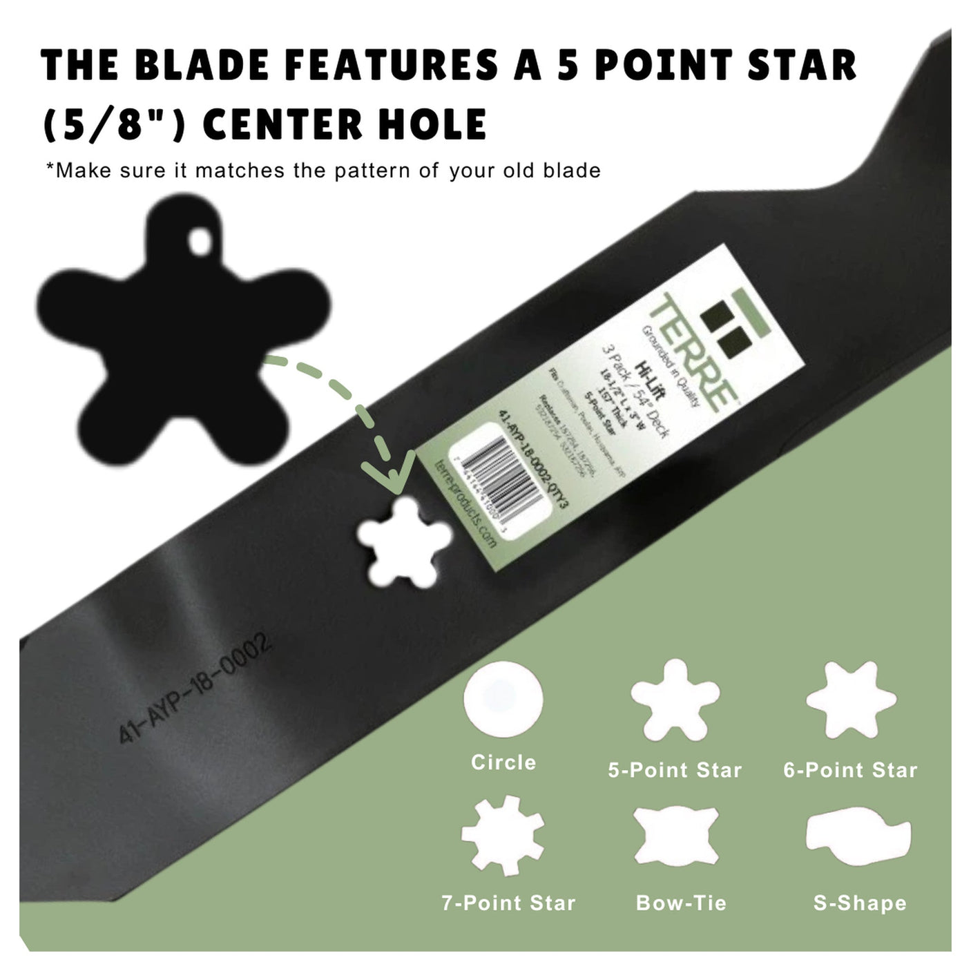 TERRE 41-AYP-18-0002-QTY3 5-point star center-hole compatibility guide
