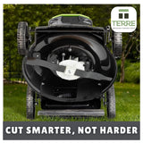 TERRE 41-AYP-18-0002-QTY3 mower blades installed under a 54-inch mower deck