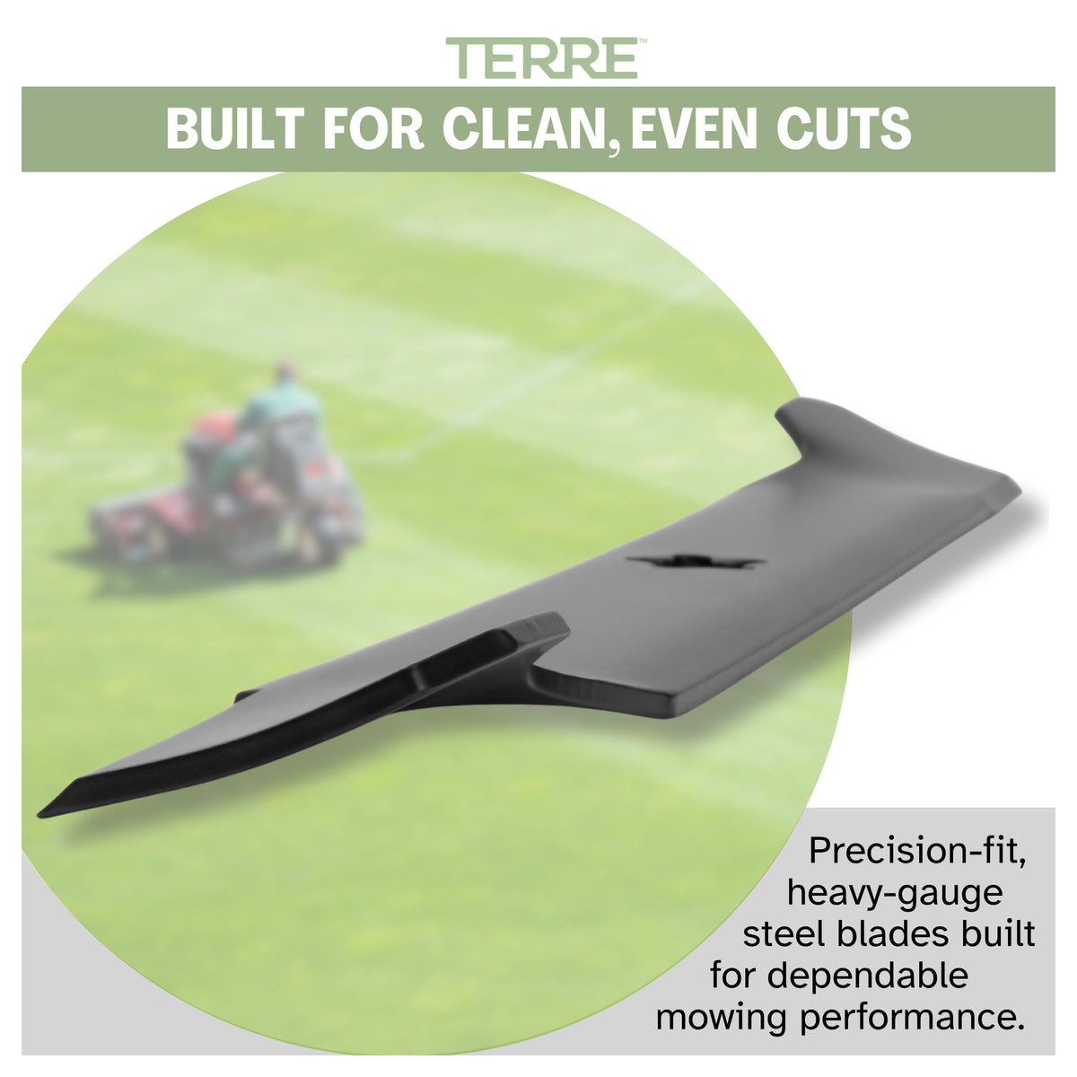 TERRE 42-inch high-lift mower blades 2-pack - high-lift airflow detail