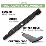 TERRE 42-inch high-lift mower blades 2-pack - dimension diagram