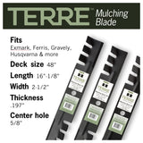 TERRE 48-inch toothed-mulching mower blades 3-pack - compatible mower models