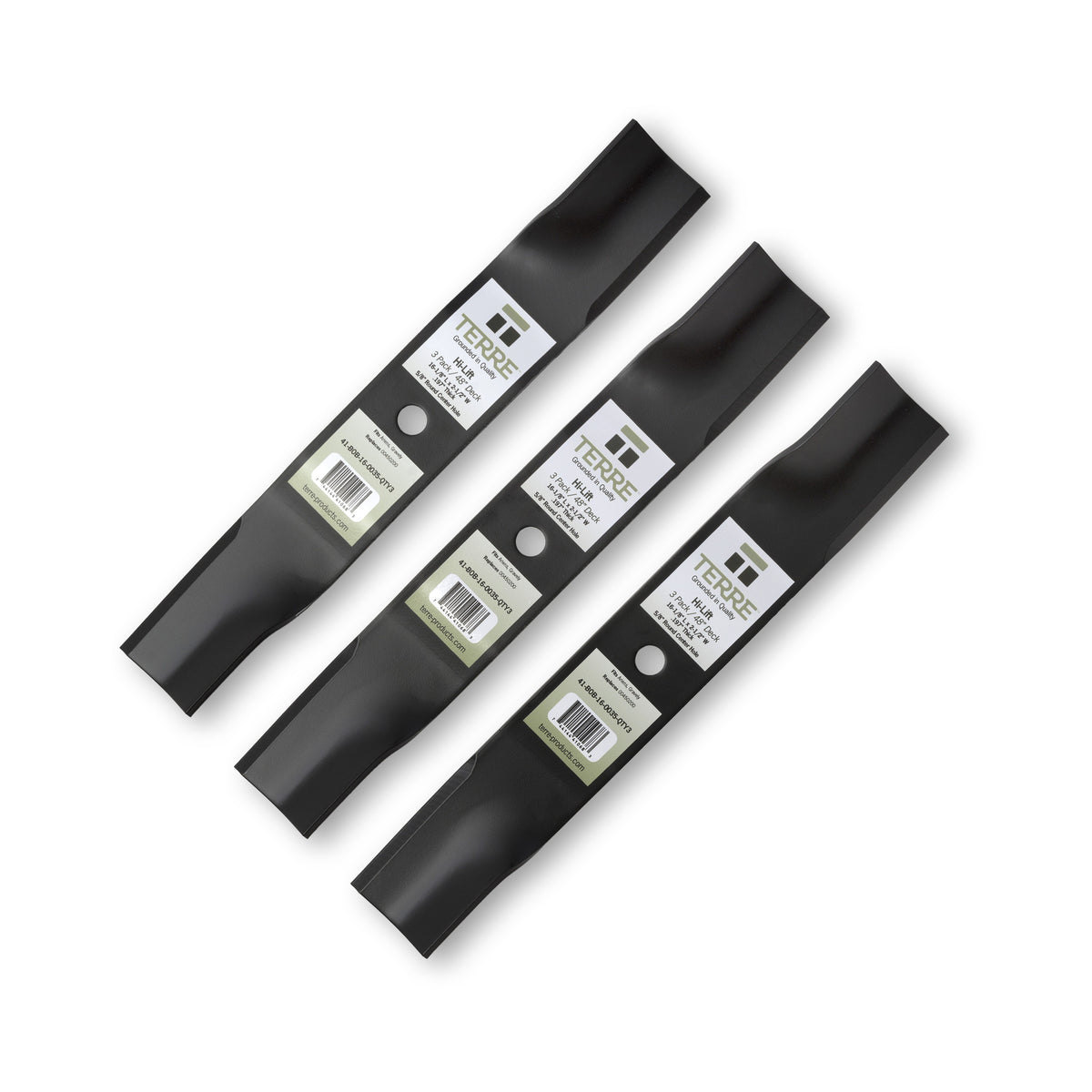 TERRE 48-inch high-lift mower blades 3-pack - hero product view