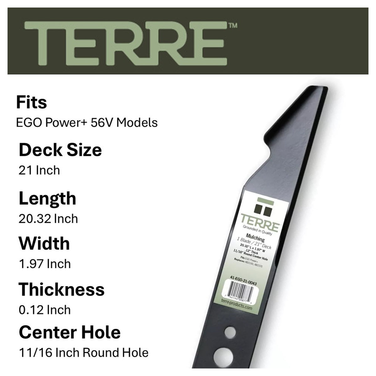 TERRE 21-inch mulching mower blade - compatible mower models