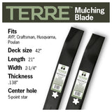 TERRE 42-inch mulching mower blades 2-pack - compatibility and specification summary