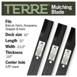 TERRE 61-inch medium-lift mower blades 3-pack - compatible mower models