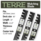 TERRE 46-inch mulching mower blades 3-pack - compatible mower models