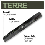 TERRE 42-inch mulching mower blades 2-pack - dimension diagram