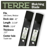TERRE 42-inch mulching mower blades 2-pack - compatibility and specification summary