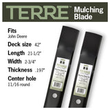 TERRE 42-inch mulching mower blades 2-pack - compatible mower models