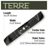 TERRE 46-inch mulching mower blades 3-pack - dimension diagram