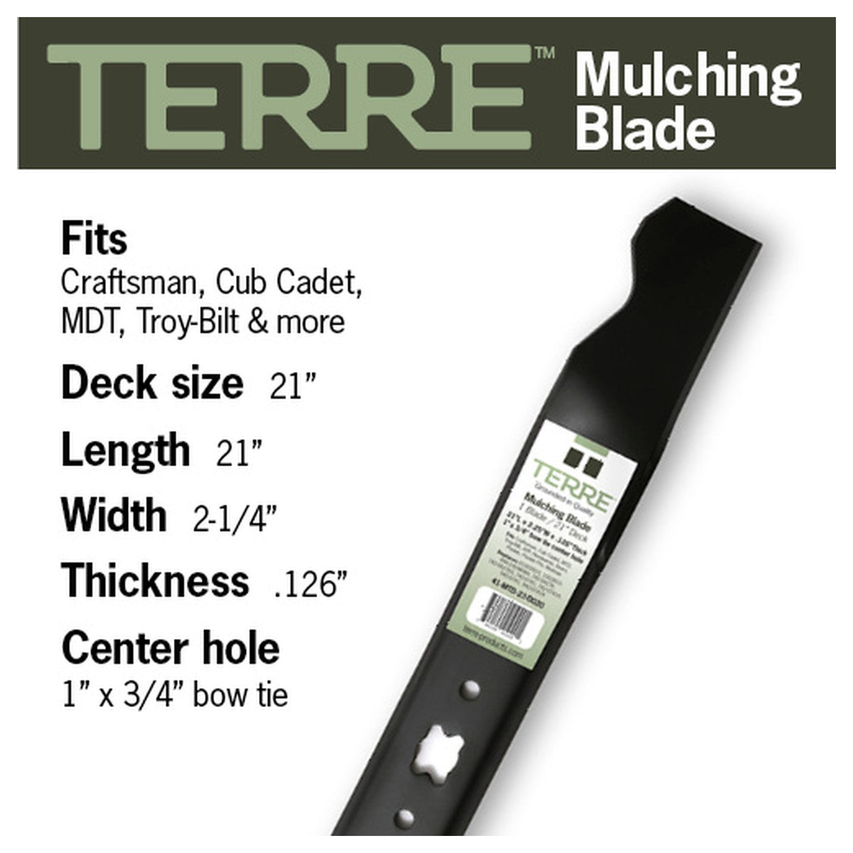 TERRE 21-inch mulching mower blades 4-pack - product specifications