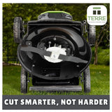 TERRE 41-MTD-23-0020 mulching blade installed under a walk-behind mower deck