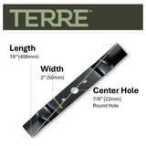 TERRE 16-inch mulching mower blade - dimension diagram
