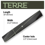 TERRE 52-inch low-lift mower blades 3-pack - dimension diagram