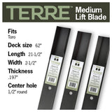 TERRE 62-inch medium-lift mower blades 3-pack - compatible mower models