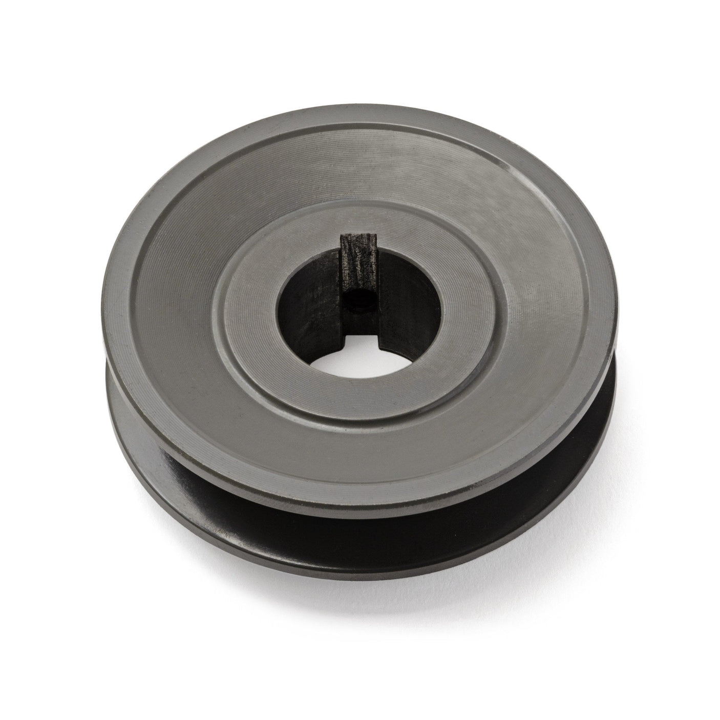 Terre 6235018 V-groove drive pulley, bottom angle showing bore and keyway