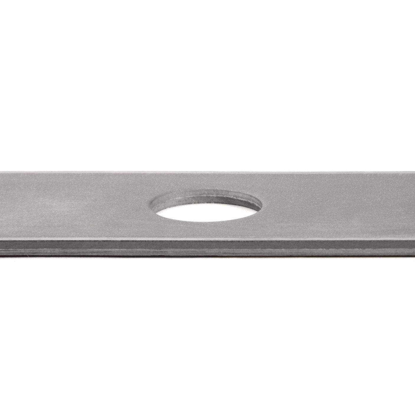 TERRE 8-inch stick edger blade side profile showing steel blade edge .120-inch thick and 1-inch center hole
